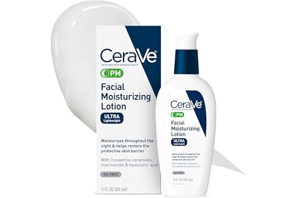 CeraVe PM Facial Moisturizing Lotion Night Cream Hyaluronic Acid Ultra-Lightweight 3 oz