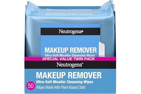 Neutrogena Makeup Remover Wipes Micellar Alcohol-Free Face Towelettes Twin Pack 2x25 ct