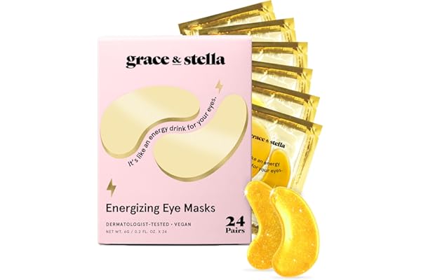 grace & stella Under Eye Mask Gold Gel Eye Patches Dark Circles Puffy Eyes 24 Pairs