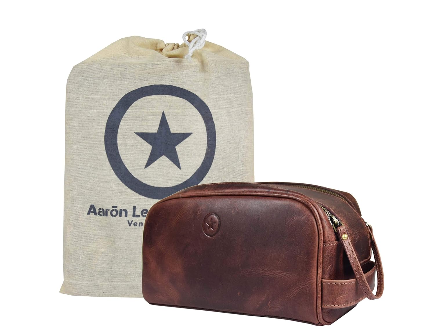 Mancro Leather Toiletry Travel Bag