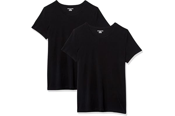 Amazon Essentials Women's Regular-Fit Short-Sleeve T-Shirt Crewneck V-Neck Multipacks