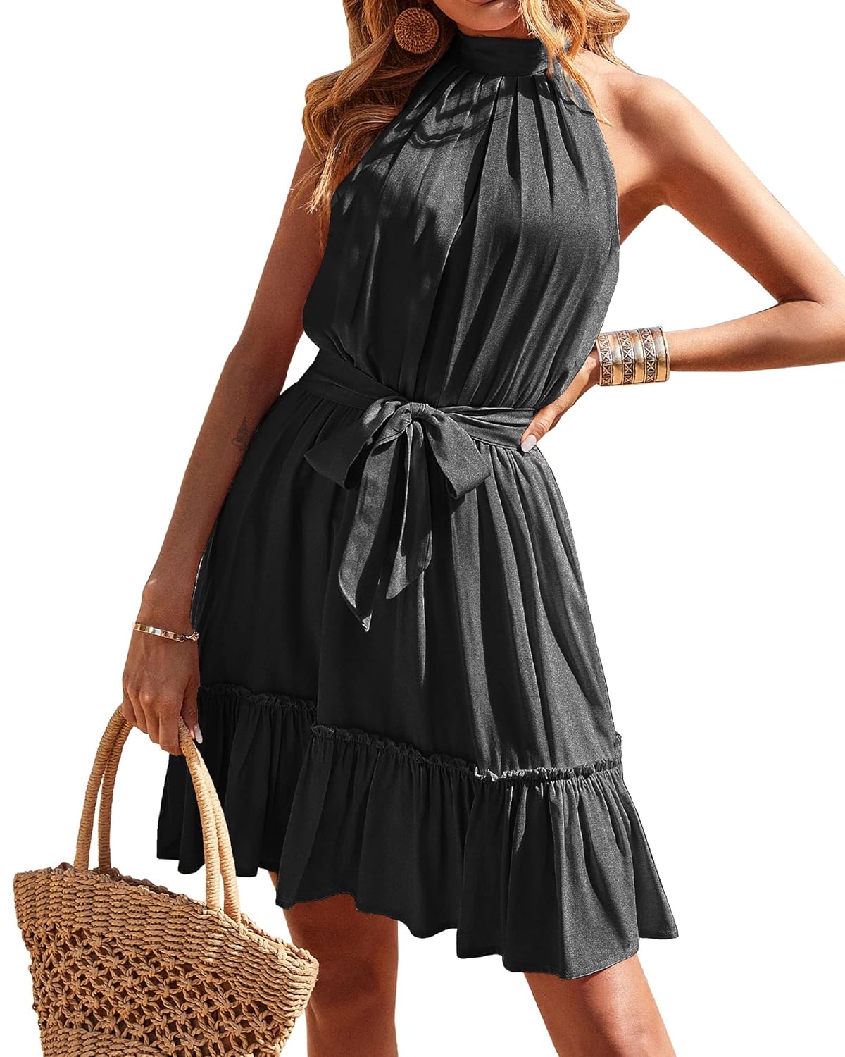 BTFBM Ruffle Smocked Flowy Mini Dress