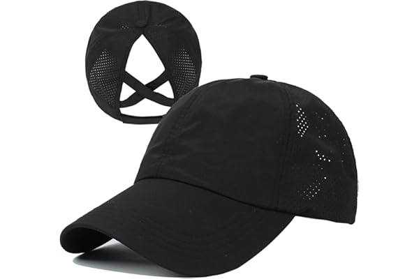 HGGE Womens Criss Cross Ponytail Baseball Cap High Messy Bun Ponycap Trucker Hat