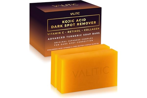VALITIC Kojic Acid Dark Spot Remover Soap Bars Vitamin C Retinol Collagen Turmeric 2 Pack