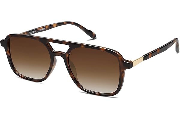 SOJOS Retro Aviator Sunglasses for Women Trendy Rectangle Womens Shades UV Protection