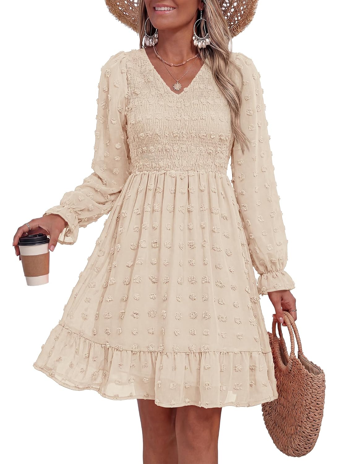 BTFBM Ruffle Smocked Flowy Mini Dress