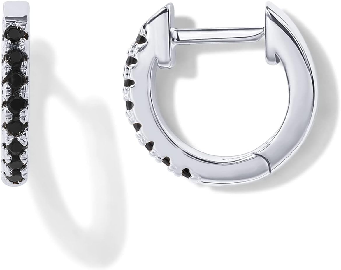 PAVOI 14K Gold Plated Sterling Silver CZ Huggie Earrings
