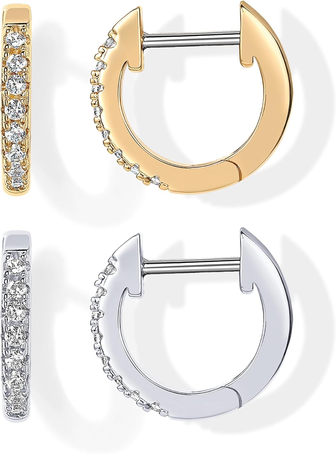 PAVOI 14K Gold Plated CZ Huggie Cuff Earrings