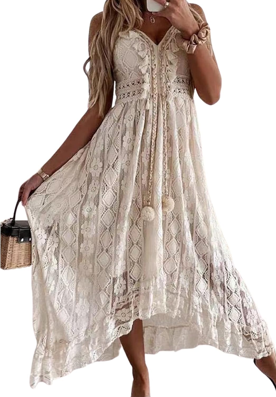 CUPSHE Sleeveless Lace Maxi Dress