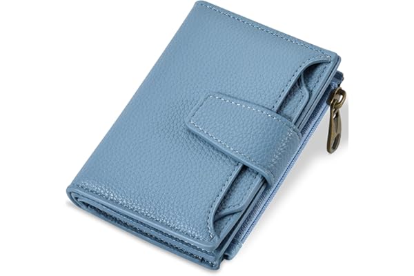 Airkit Small Wallet Women RFID Blocking Soft Leather Bifold Compact Card Holder Zipper Coin 4 ID
