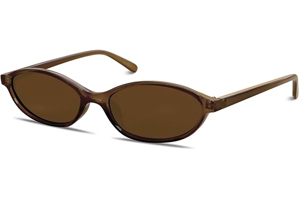 GUVIVI Retro Oval Sunglasses for Women Chic Cat Eye 90s Sunnies Lightweight Narrow Shades