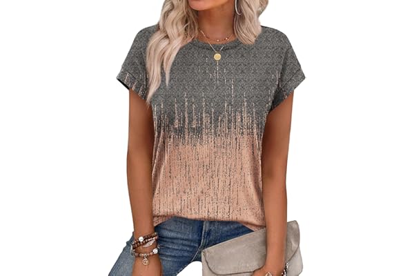 Alaroo Womens Summer Tops Short Sleeve Crew Neck Cute Trendy Tunic Blouses S-3XL