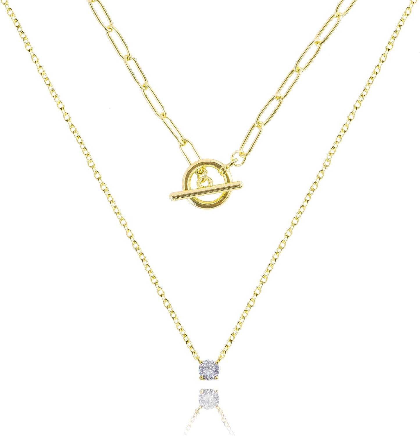 Jursena Layered CZ Pendant Necklace