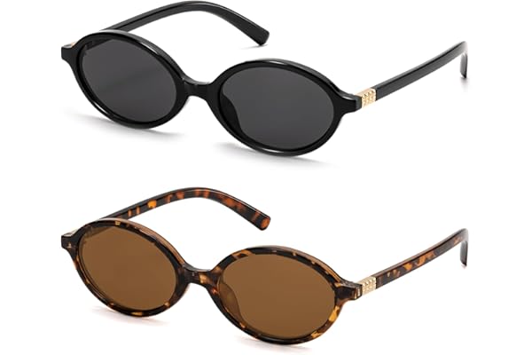 ViewJoy Retro Oval Sunglasses for Women Vintage 90s Y2K Trendy Designer Sun Glasses